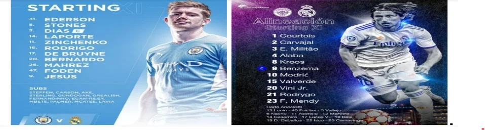 UEFA Champions League -Opstelling Manchester - Real